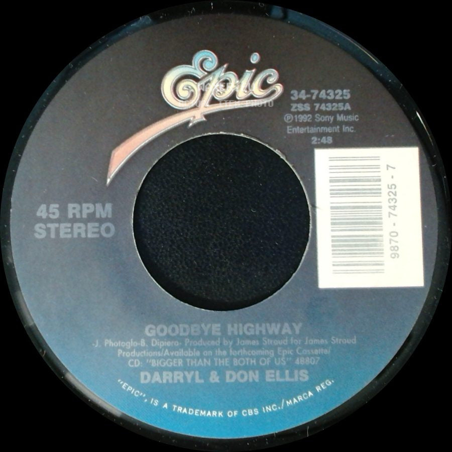 Darryl & Don Ellis - Goodbye Highway / I Knew You'd Come Around side A