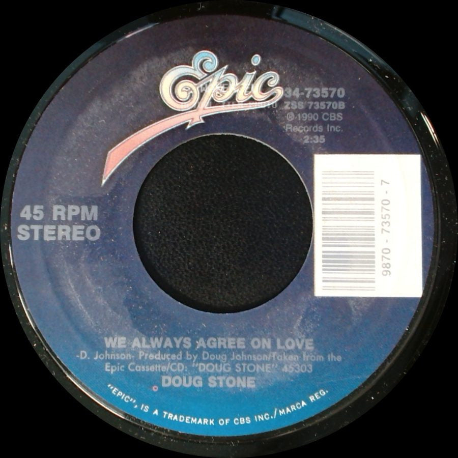 Doug Stone - These Lips Don't Know How To Say Goodbye / We Always Agree On Love side B