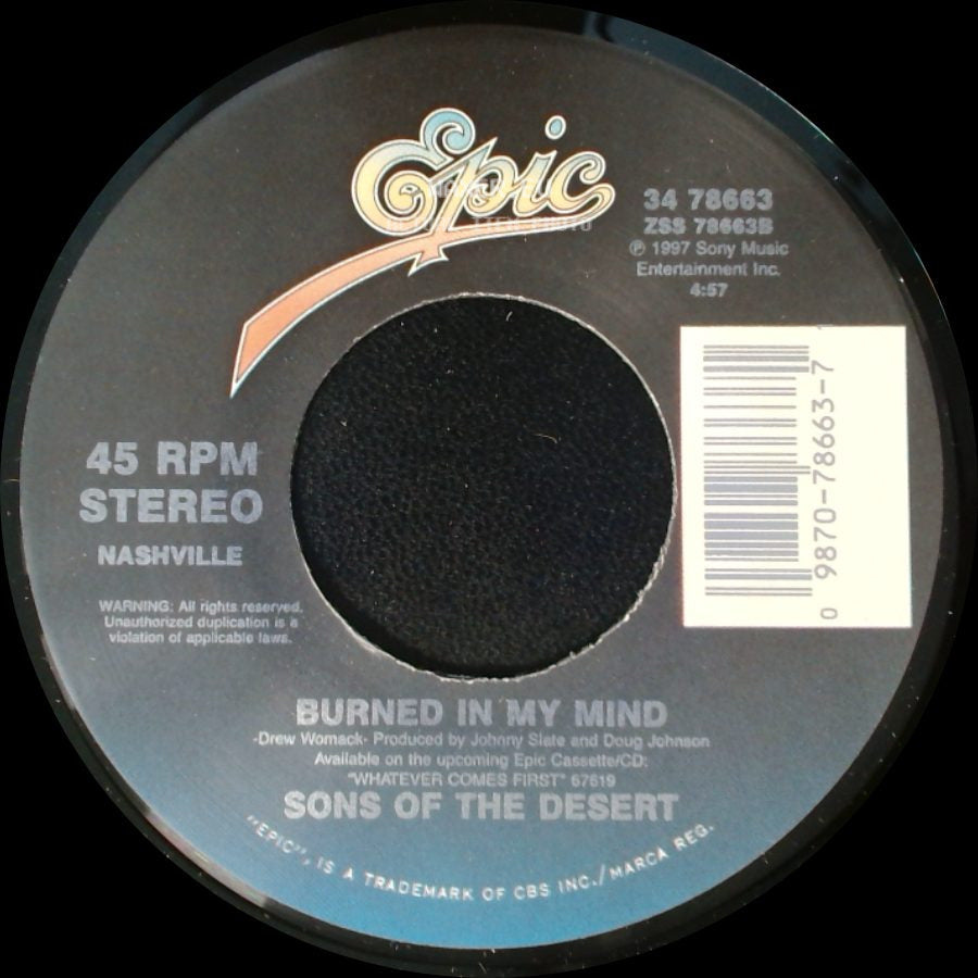 Sons Of The Desert - Burned In My Mind / Hand Of Fate side A