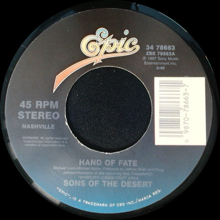 Sons Of The Desert - Burned In My Mind / Hand Of Fate side B