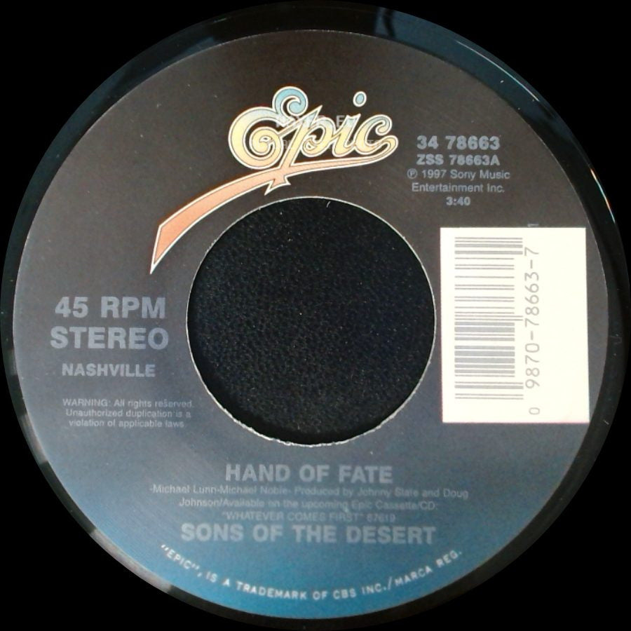 Sons Of The Desert - Burned In My Mind / Hand Of Fate side B