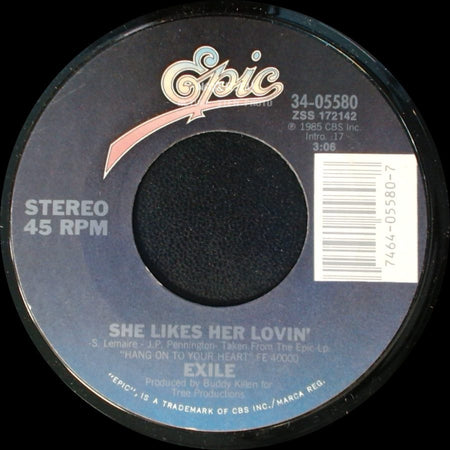 Exile - Hang On To Your Heart / She Likes Her Lovin' side B