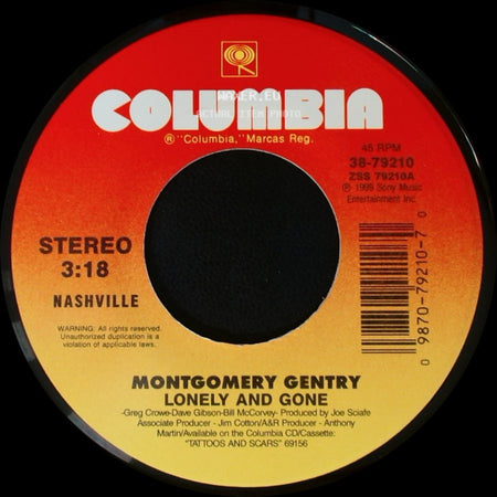 Montgomery Gentry - Hillbilly Shoes / Lonely And Gone side B