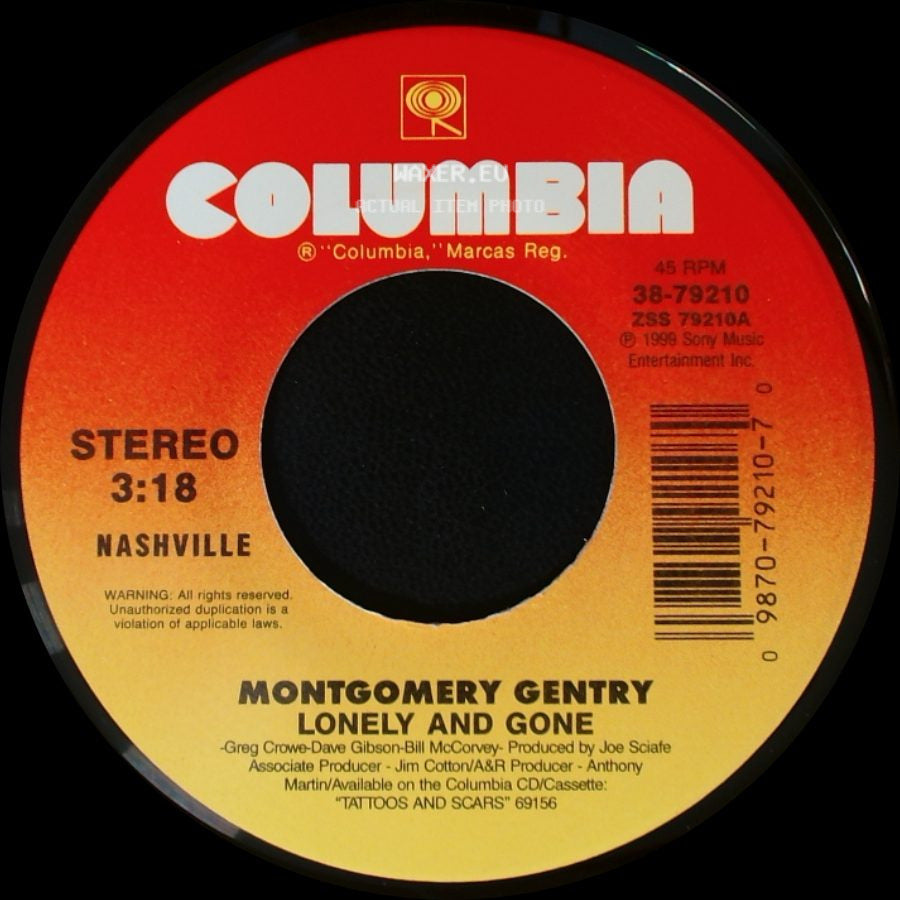 Montgomery Gentry - Hillbilly Shoes / Lonely And Gone side B