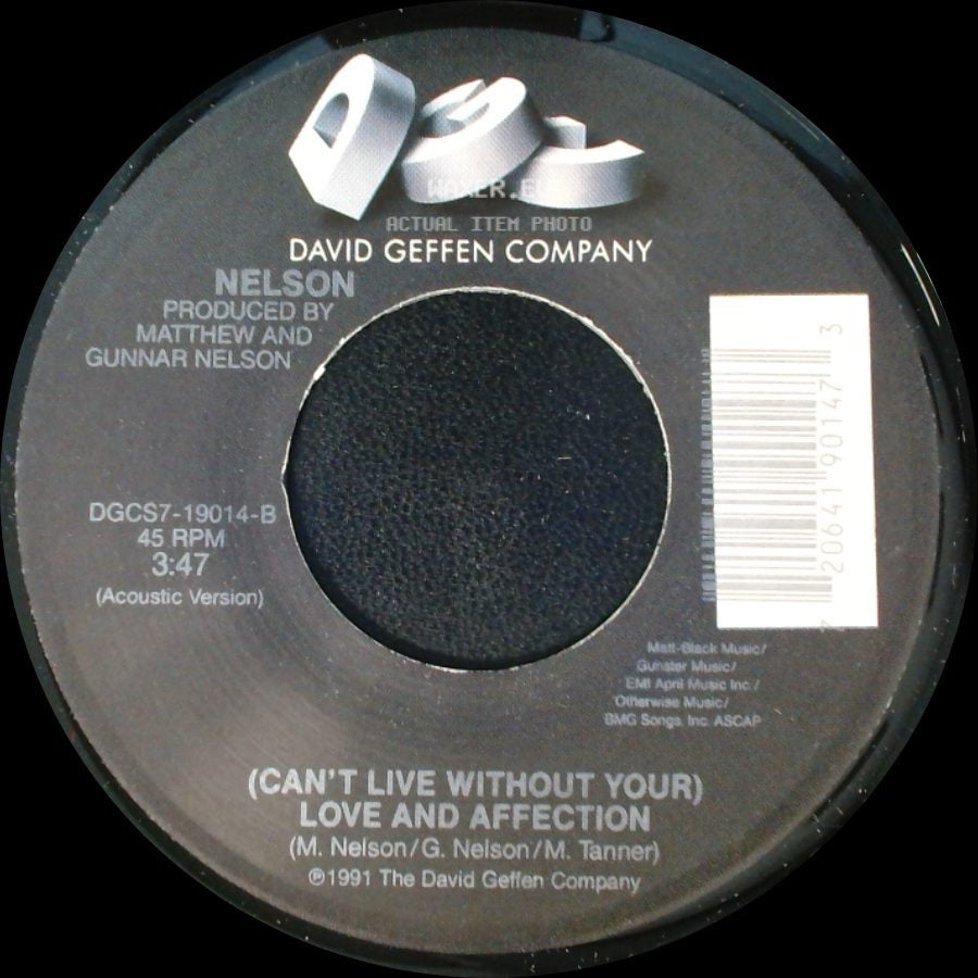 Nelson - Only Time Will Tell / (Can't Live Without Your) Love And Affection side B