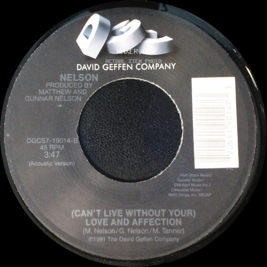 Nelson - Only Time Will Tell / (Can't Live Without Your) Love And Affection side B