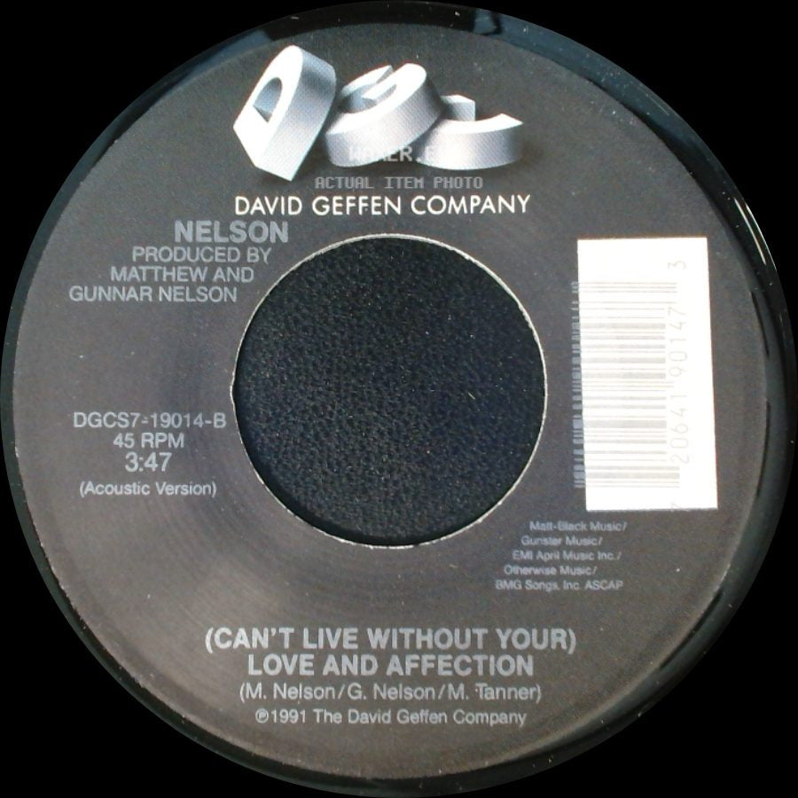Nelson - Only Time Will Tell / (Can't Live Without Your) Love And Affection side B