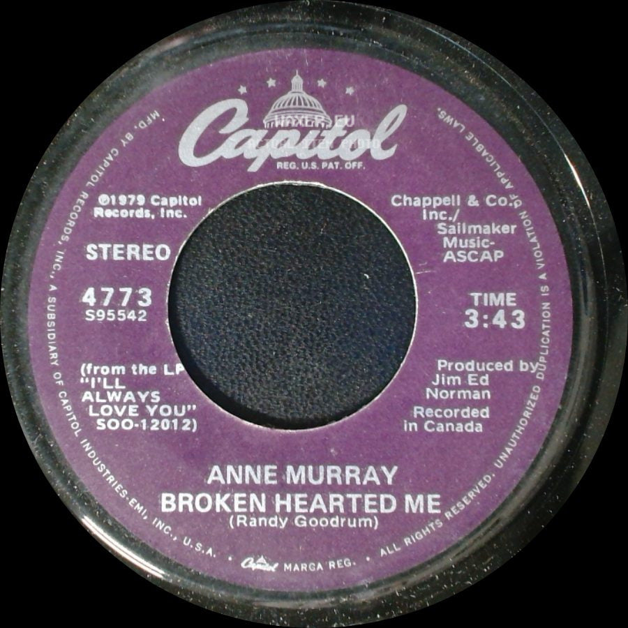 Anne Murray - Why Don't You Stick Around / Broken Hearted Me side B