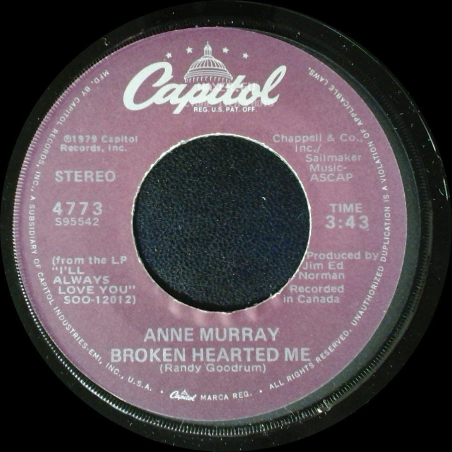 Anne Murray - Why Don't You Stick Around / Broken Hearted Me side B
