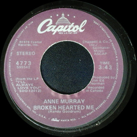 Anne Murray - Why Don't You Stick Around / Broken Hearted Me side B