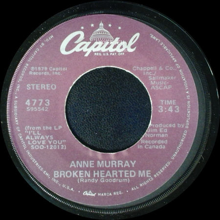 Anne Murray - Why Don't You Stick Around / Broken Hearted Me side B