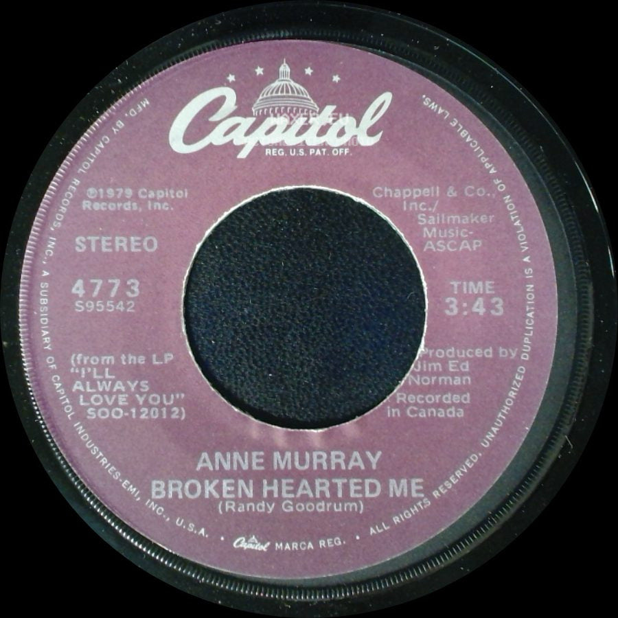 Anne Murray - Why Don't You Stick Around / Broken Hearted Me side B