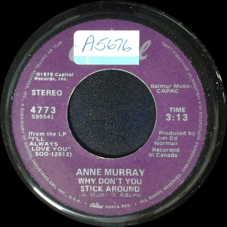 Anne Murray - Why Don't You Stick Around / Broken Hearted Me side A
