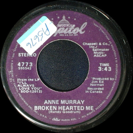 Anne Murray - Why Don't You Stick Around / Broken Hearted Me side B