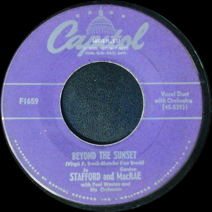 Jo Stafford And Macrae / Jo Stafford And Gordon Macrae - Wunderbar / Beyond The Sunset side B