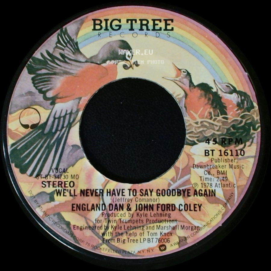 England Dan & John Ford Coley - We'll Never Have To Say Goodbye Again / Calling For You Again side A