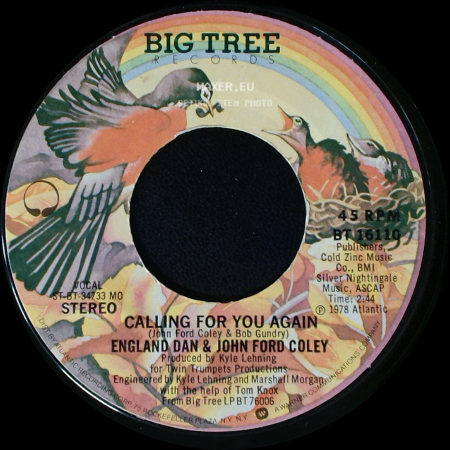 England Dan & John Ford Coley - We'll Never Have To Say Goodbye Again / Calling For You Again side B