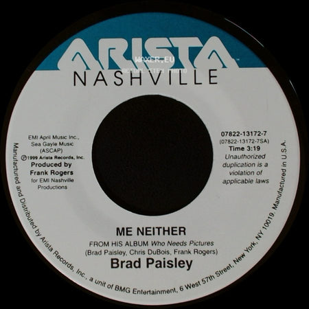 Brad Paisley - Don't Breathe / Me Neither side B