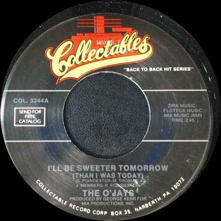 The O'jays - I'll Be Sweeter Tomorrow (Than I Was Today) / Look Over Your Shoulder side A
