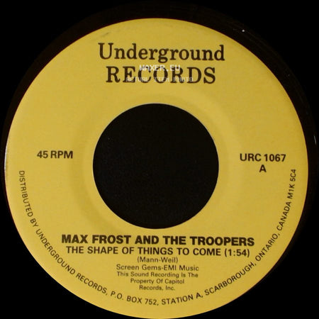 Max Frost And The Troopers / Bobby Vee - The Shape Of Things To Come (1:54) / Suzie Baby (2:48) side A