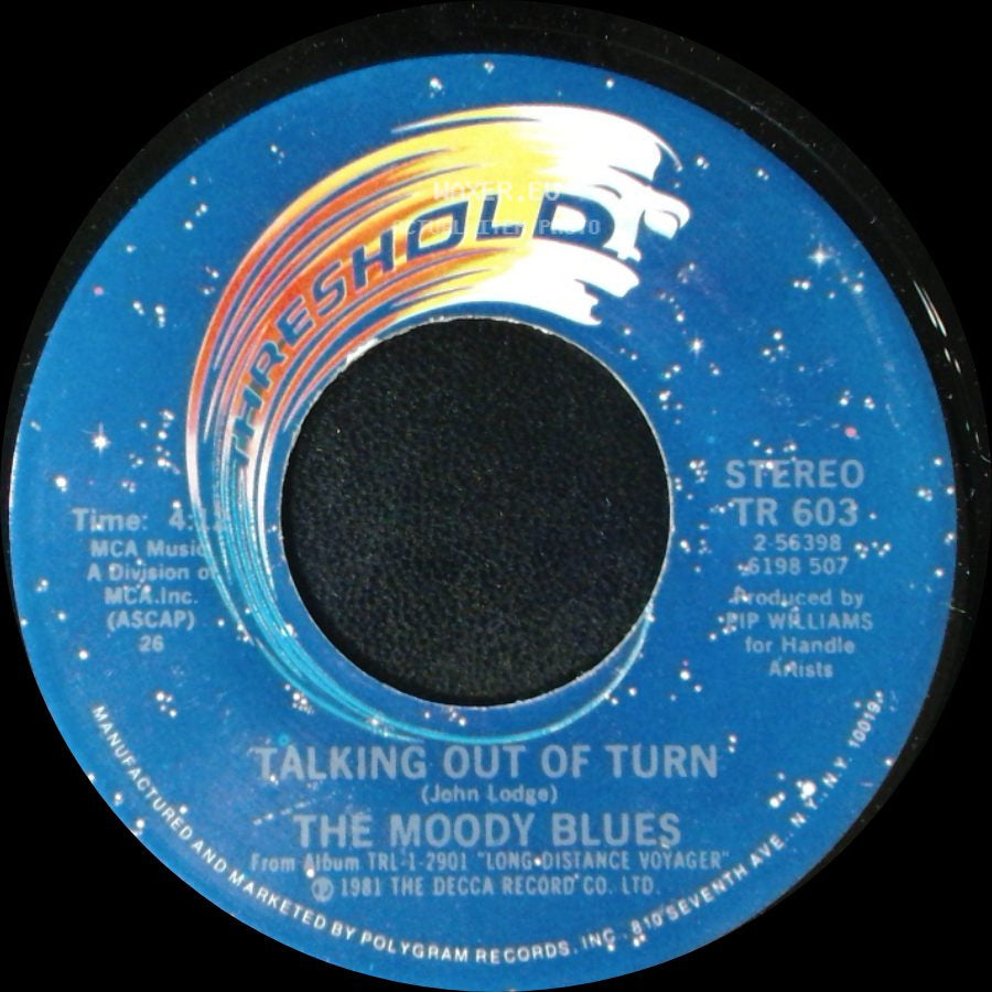 The Moody Blues - Veteran Cosmic Rocker / Talking Out Of Turn side B