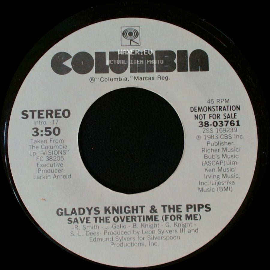 Gladys Knight & The Pips - Save The Overtime (For Me) / Save The Overtime (For Me) side B