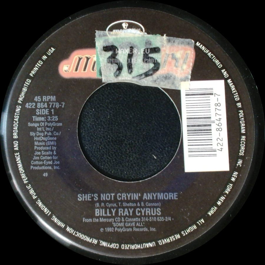 Billy Ray Cyrus - She's Not Cryin' Anymore / Someday, Somewhere, Somehow side A