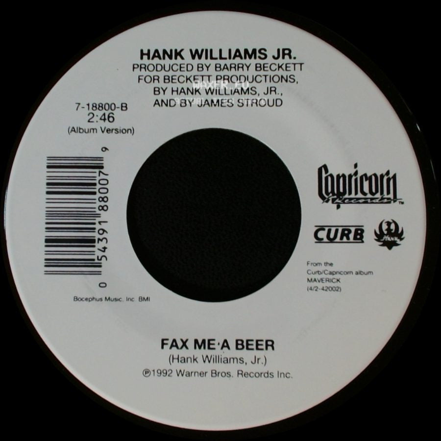 Hank Williams Jr. - Lyin' Jukebox / Fax Me A Beer side B