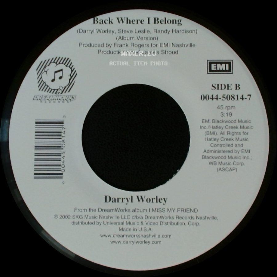 Darryl Worley - Family Tree / Back Where I Belong side B