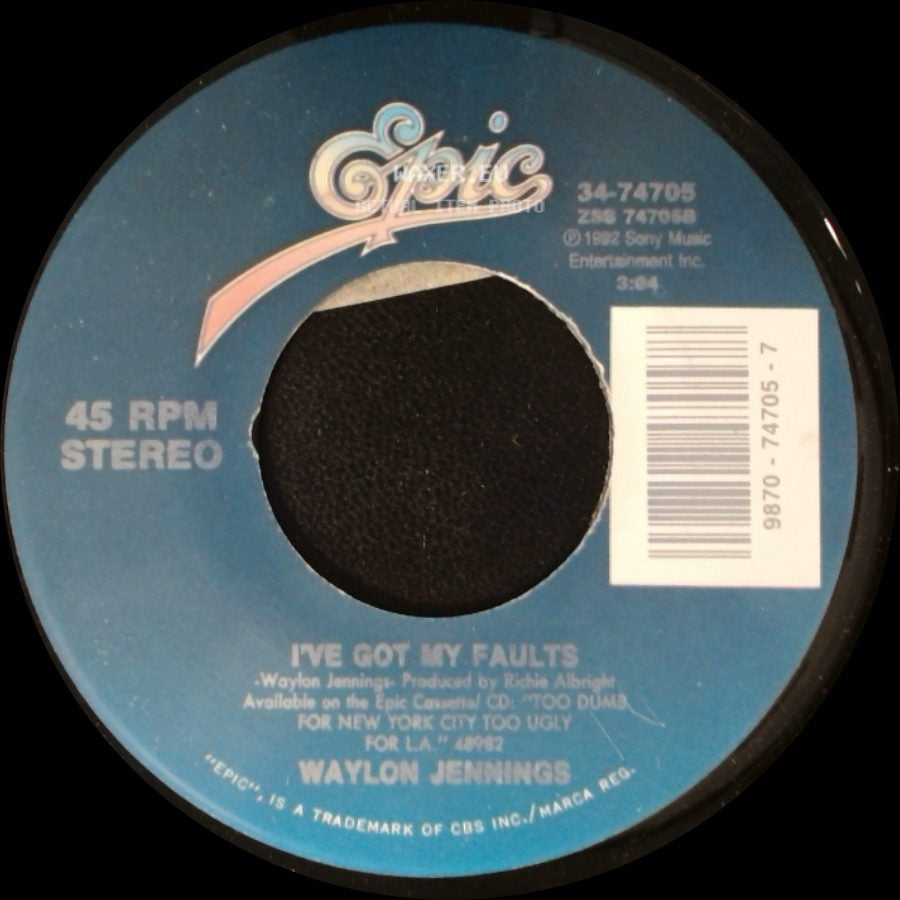 Waylon Jennings - Too Dumb For New York City / I've Got My Faults side B