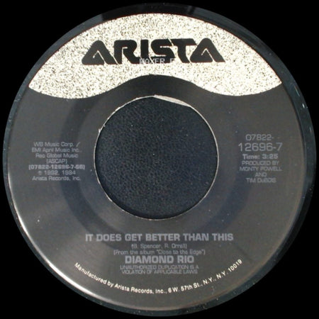 Diamond Rio - Love A Little Stronger (Edited Version) / It Does Get Better Than This side B