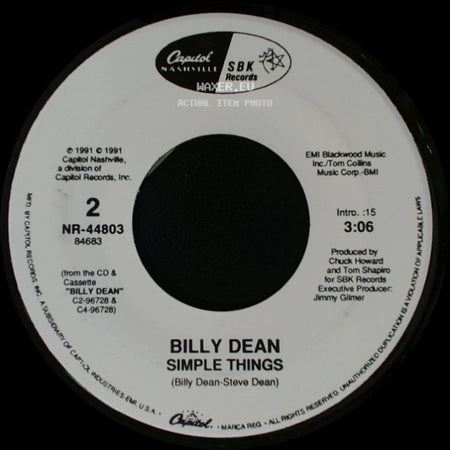 Billy Dean - Only The Wind / Simple Things side B
