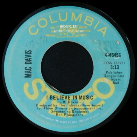Mac Davis - I Believe In Music / I Believe In Music side A