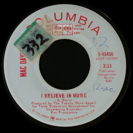 Mac Davis - I Believe In Music / I Believe In Music side B