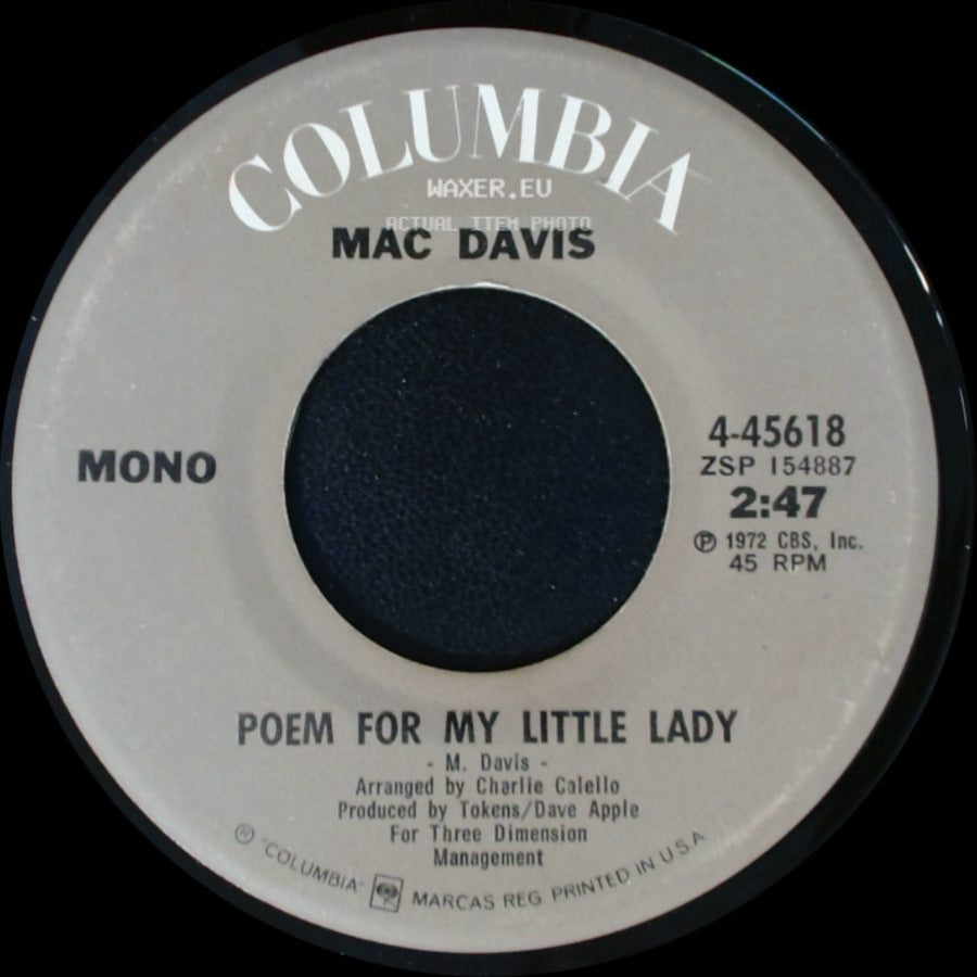 Mac Davis - Poem For My Little Lady / Baby Don't Get Hooked On Me side A