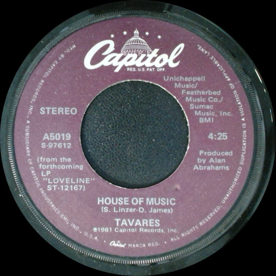 Tavares - House Of Music / Turn Out The Nightlight side A