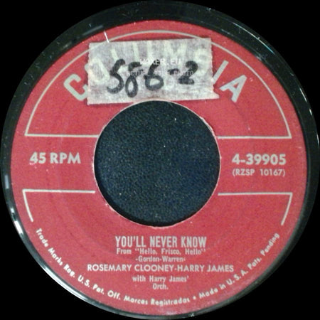 Harry James-Rosemary Clooney / Rosemary Clooney-Harry James - The Continental (You Kiss While You're Dancing) / You'll Never Know side B