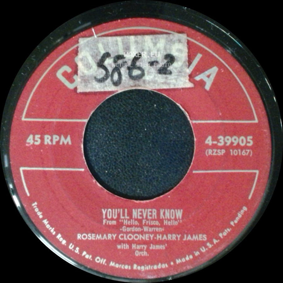 Harry James-Rosemary Clooney / Rosemary Clooney-Harry James - The Continental (You Kiss While You're Dancing) / You'll Never Know side B