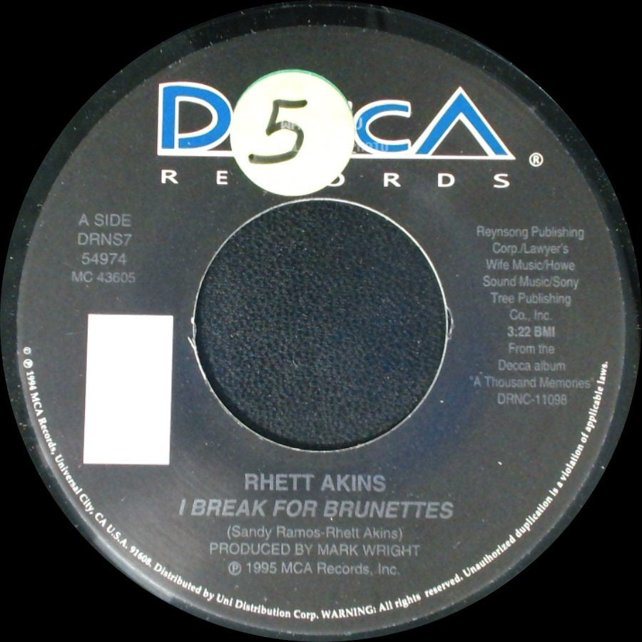 Rhett Akins - I Break For Brunettes / I Brake For Brunettes (Dance Mix) side A