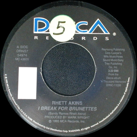 Rhett Akins - I Break For Brunettes / I Brake For Brunettes (Dance Mix) side A