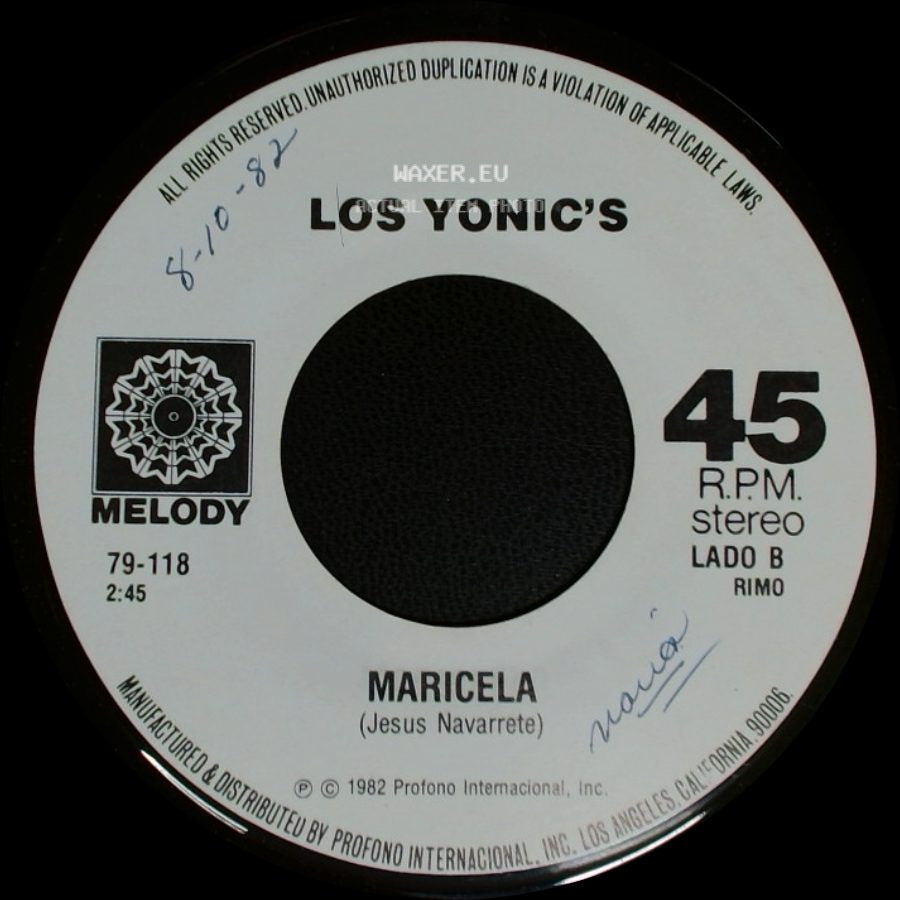 Los Yonic's - Rosas Blancas / Maricela side B