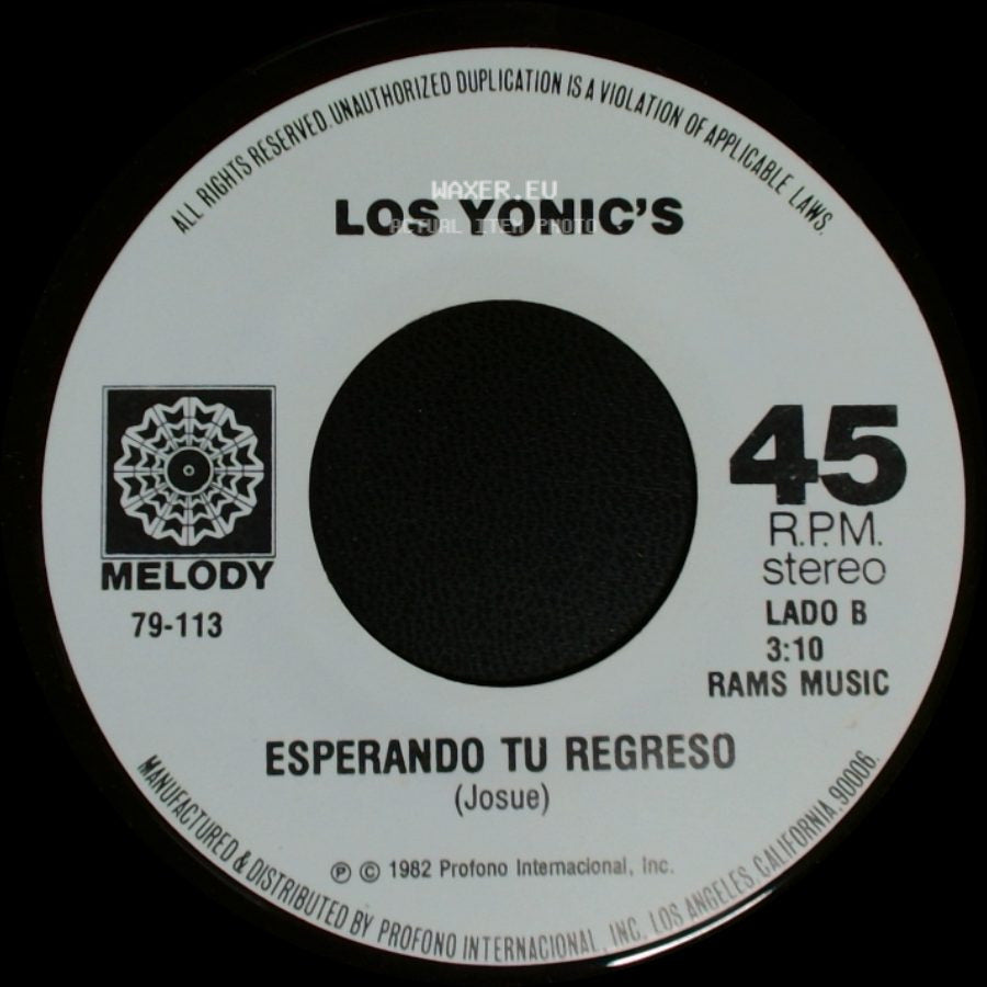 Los Yonic's - Donde / Esperando Tu Regreso side B
