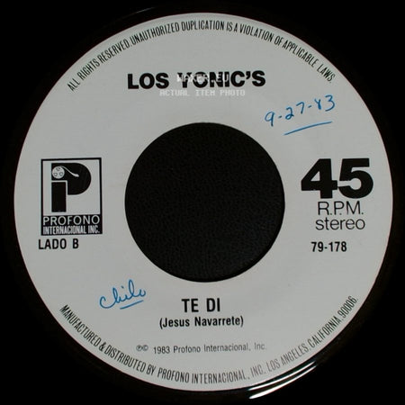 Los Yonic's - Y Te Amo / Te Di side B
