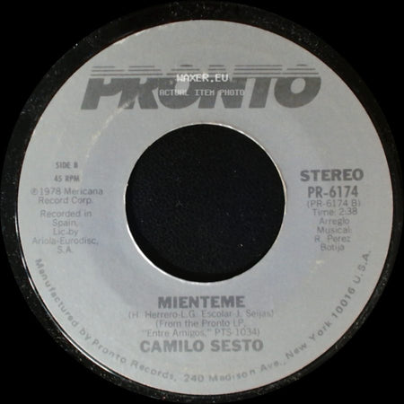 Camilo Sesto - Porque Te Quiero / Mienteme side B