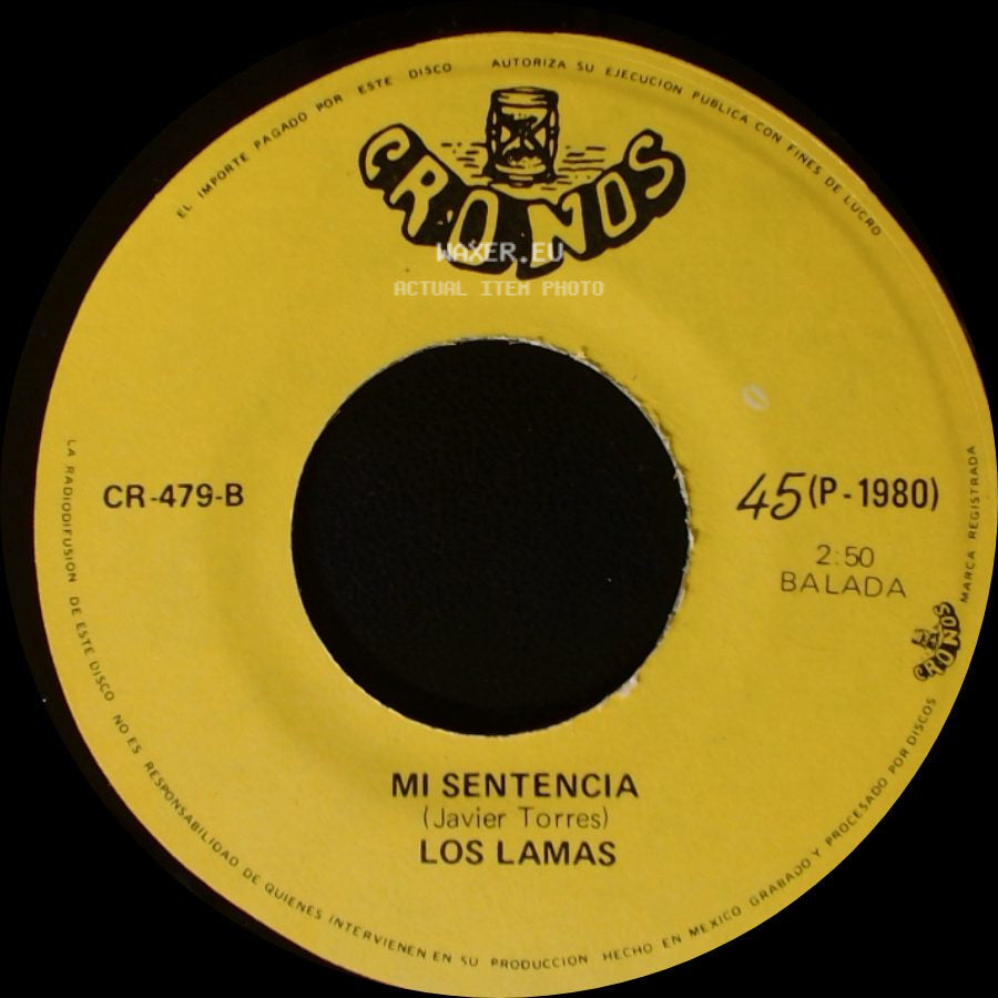 Los Lamas - Gotitas De Tristeza / Mi Sentencia side B