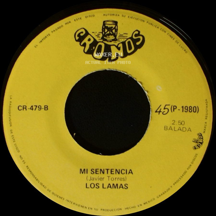 Los Lamas - Gotitas De Tristeza / Mi Sentencia side B