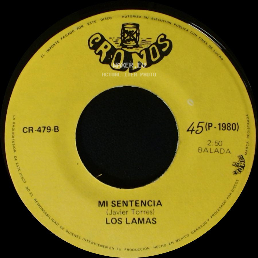 Los Lamas - Gotitas De Tristeza / Mi Sentencia side B