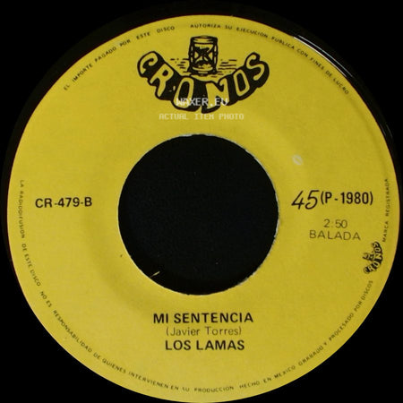Los Lamas - Gotitas De Tristeza / Mi Sentencia side B