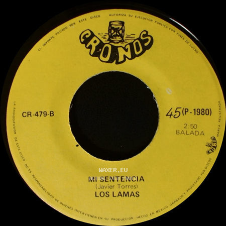 Los Lamas - Gotitas De Tristeza / Mi Sentencia side B