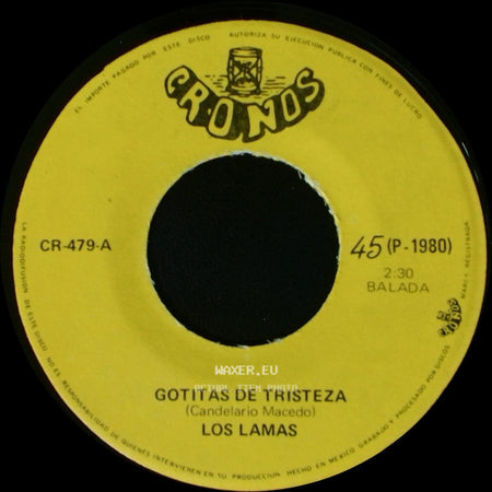 Los Lamas / Los Llamas - Gotitas De Tristeza / Mi Sentencia side A